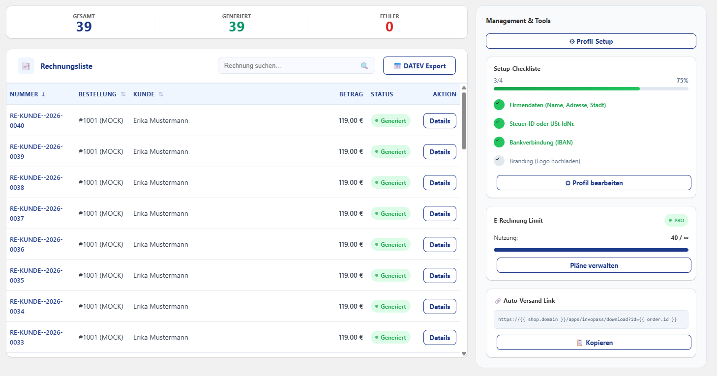 InvoPass Dashboard Preview